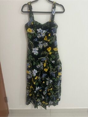 Women's Black Floral Sundress with Blue & Yellow Flowers